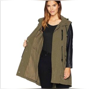 Blank NYC Hooded Vegan Leather Rain Jacket sz M